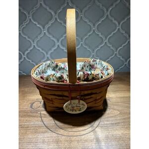 Longaberger Easter Basket 1995 With Floral Liner‎ And Plastic Protector